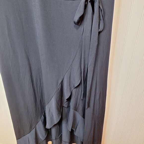 The‎ Limited Womens 3X Full Wrap Dress Black Ruffle Short Sleeve Waist Tie Party - Picture 9 of 11